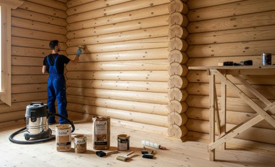 Внутренняя покраска бревенчатого дома цена